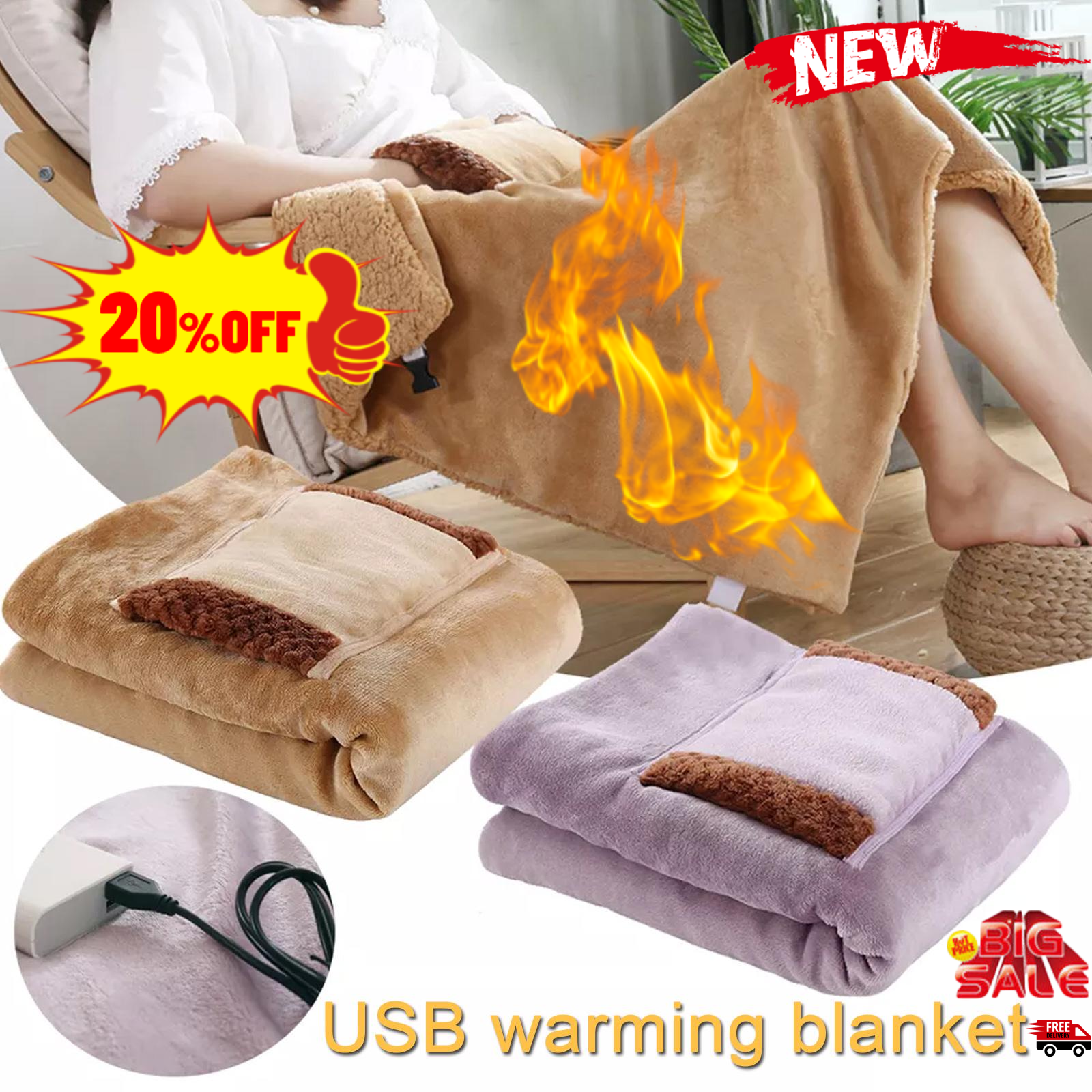 Heated Blanket Electric Throw, Usb Electric Blanket Double Warm